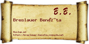 Breslauer Benáta névjegykártya